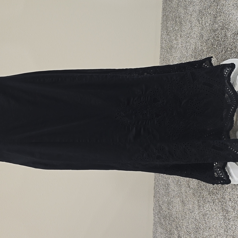 LRL Lauren Ralph Lauren Black Eyelet Hem Cotton Maxi Dress - Picture 7 of 10